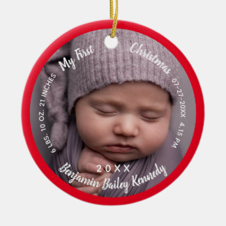 Baby's 1st Christmas Photos Birth Stats Baby name Ceramic Tree Decoration