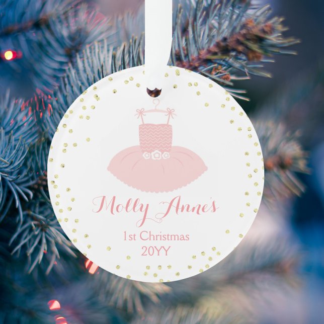 Baby's 1st Christmas Pink & Gold Tutu  Ornament (Creator Uploaded)