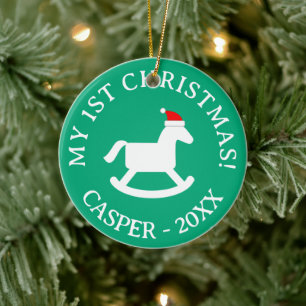 Baby's 1st Christmas Santa rocking horse ornament 