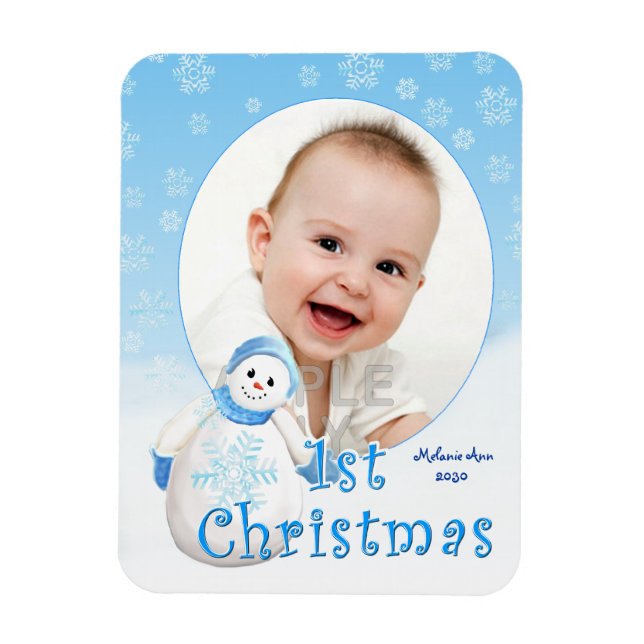 Baby's 1st Christmas Snowman Custom Magnet (Vertical)