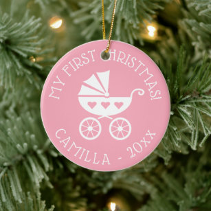 Baby's 1st Christmas tree ornament with carriage