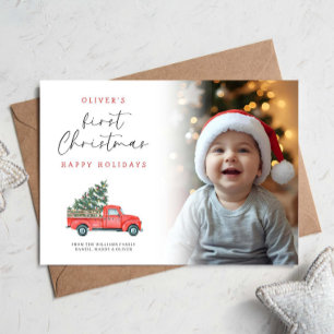 Baby's 1st Christmas Truck Christmas Tree Photo Card