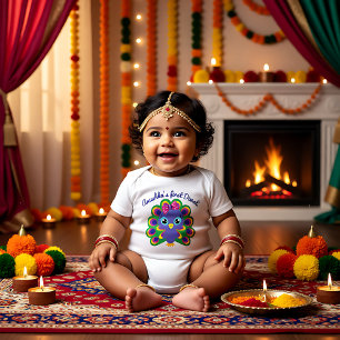 Baby's 1st Diwali - custom name Baby Bodysuit
