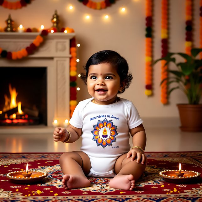 Baby's 1st Diwali with custom name Baby Bodysuit (Baby's 1st Diwali with custom name Baby Bodysuit)