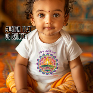 Baby's 1st Diwali with custom name Baby Bodysuit