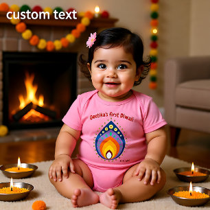 Baby's 1st Diwali with custom name style2 Baby Bodysuit