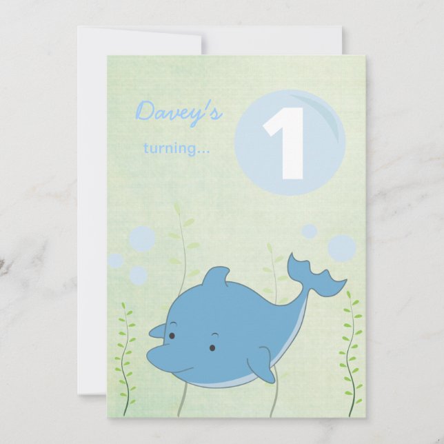 Baby's 1st Dolphin Under the Sea Birthday Invite (Front)