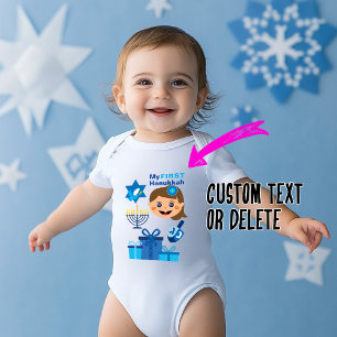 👶🍩 Baby's 1st Hanukkah - with baby girl Baby Bodysuit