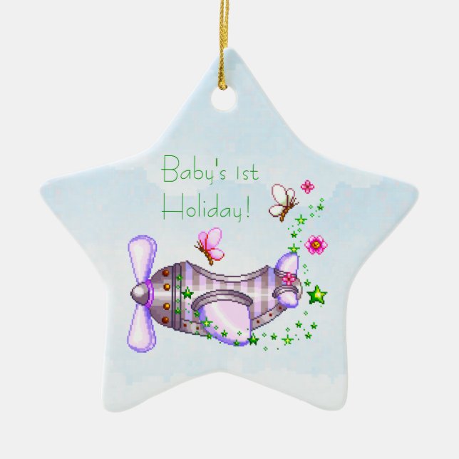 Baby's 1st Holiday Aeroplane Ornament (Front)