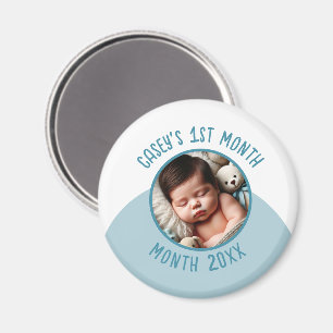 Baby's 1st Month Custom Photo Add Name and Year  Magnet