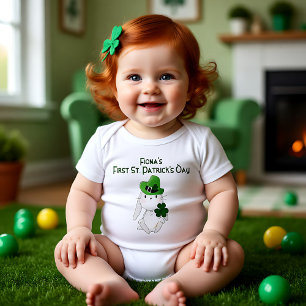 Baby's 1st St. Patrick's Day, custom name Baby Bodysuit