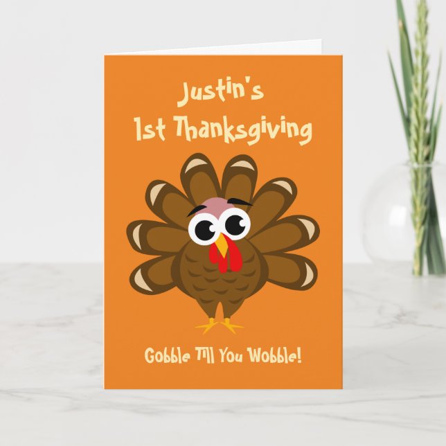 Baby's 1st Thanksgiving grandson or granddaughter Holiday Card (Front)