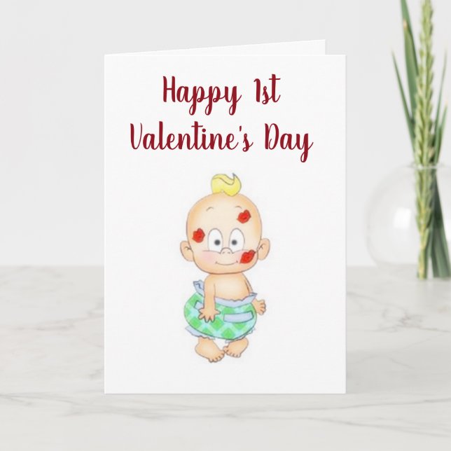 BABY'S ***1st VALENTINE'S DAY*** SWEETNESS & LOVE Holiday Card (Front)