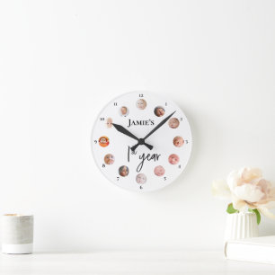 Baby's 1st year 12 month custom photos  round clock