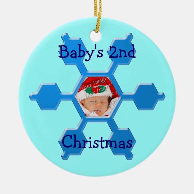 Baby's 2nd Christmas Blue Snowflake Ornament (Front)