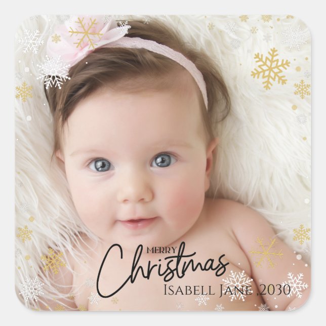 Baby's 2nd Christmas Red Snowflake  Square Sticker (Front)