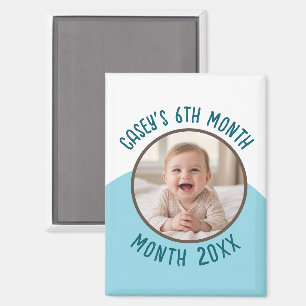Baby's 6th Month Custom Photo Add Name and Year Magnet