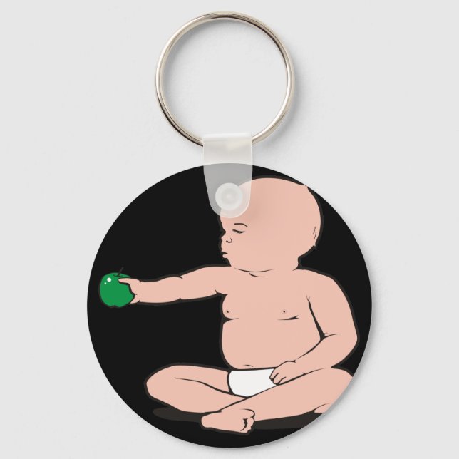 BABY'S ARM HOLDING APPLE KEY RING (Front)
