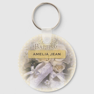 Baby's Baptism Neutral, Custom, Personalise, Ameli Key Ring