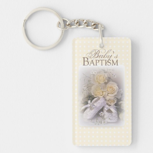 Baby's Baptism Neutral ,  Customisable Name, Key Ring (Front)