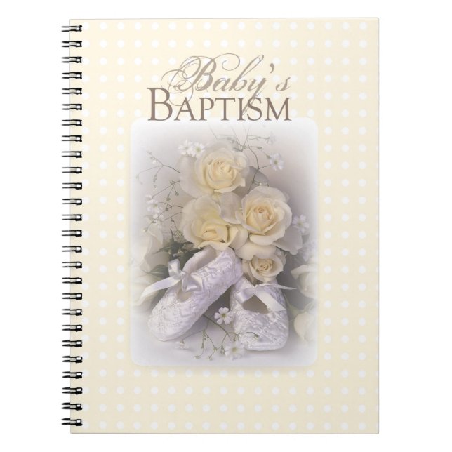 Baby's Baptism Neutral, Customisable Name, Liam Notebook (Front)