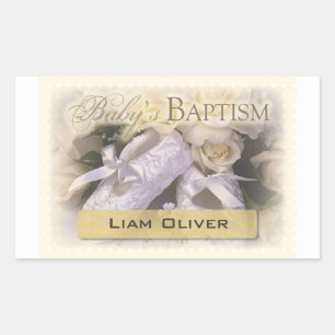 Baby's Baptism Neutral, Customisable Name, Liam Rectangular Sticker