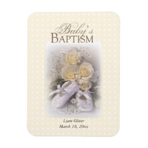 Baby's Baptism Neutral , Customisable Name Magnet