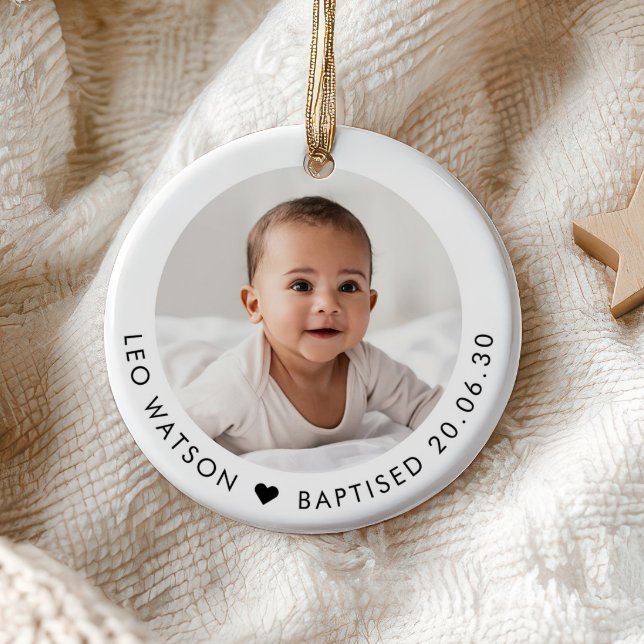 Baby's Baptism Photo Keepsake Ceramic Tree Decoration (Zazzle Baby's Baptism Photo Keepsake Ceramic Ornament)