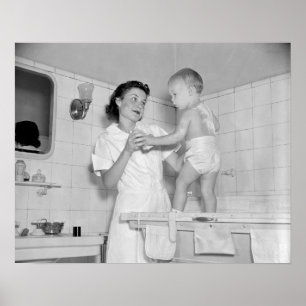 Baby's Bath, 1937. Vintage Photo Poster