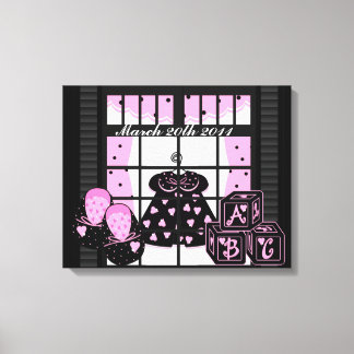 Baby's Birthdate Wrapped Canvas