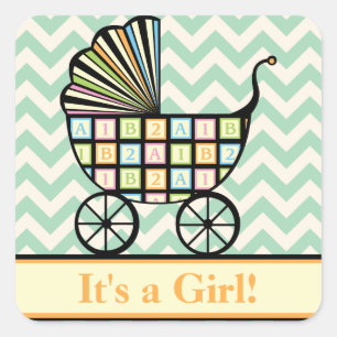 Baby's Blocks Stroller Announcement Sticker
