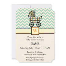 Baby's Blocks Stroller Baby Shower Invitation