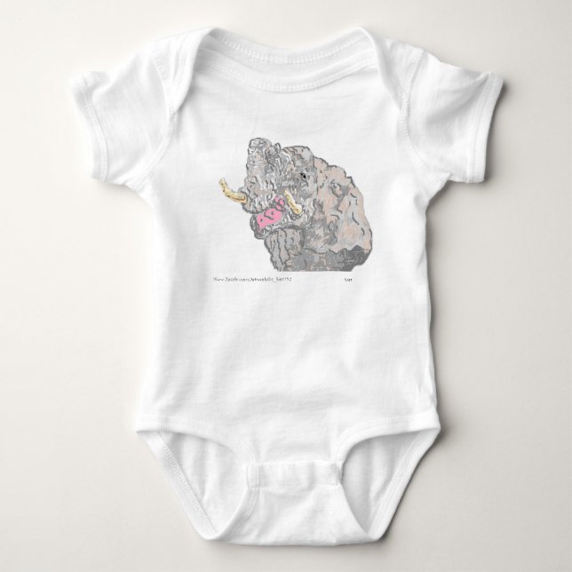 Baby's Bodysuits & One-Pieces Drawing Elephants (Front)