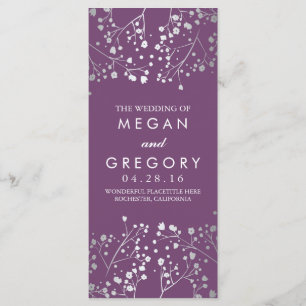 Baby's Breath Amethyst and Silver Wedding Program Programme