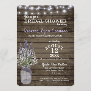 Baby's Breath and Lavender Rustic Bridal Shower Invitation