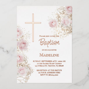 baby's breath and pink roses Baptism