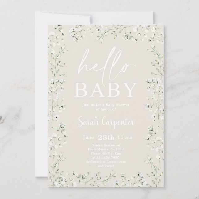 Baby's Breath Baby Shower Invitation (Front)
