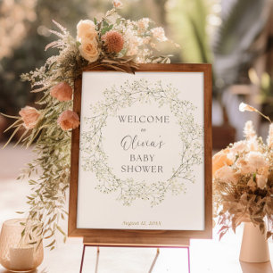Baby's Breath Baby Shower Welcome Sign