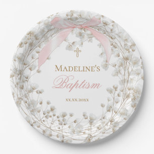 baby's breath   Baptism girl Paper Plate