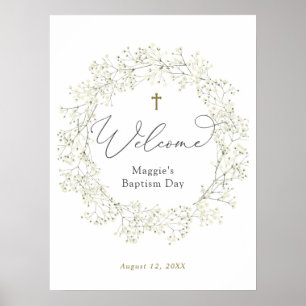 Baby's Breath Baptism or Communion Welcome Poster