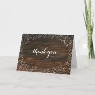 Baby's Breath Barn Wood Thank You Card