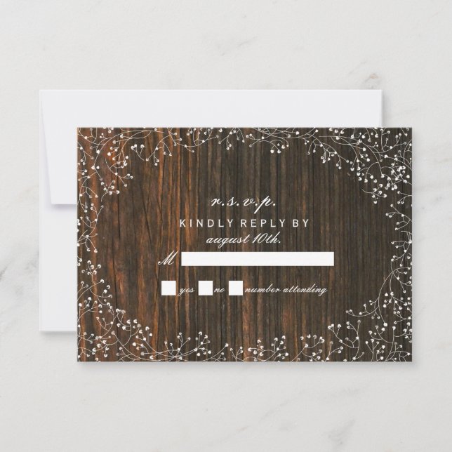 Baby's Breath Barnwood Inspired RSVP (Front)