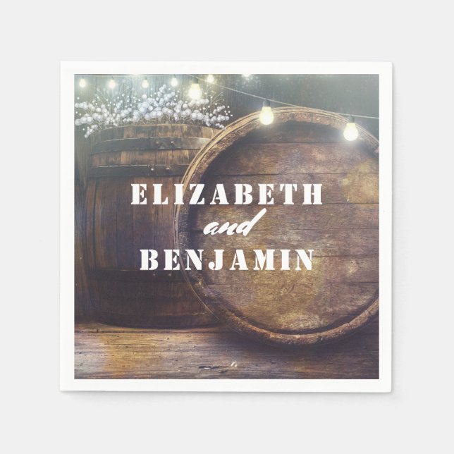 Baby's Breath Barrel Rustic Country Wedding Napkin (Front)