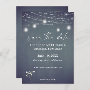 Baby's Breath Blue Grey Chalkboard Photo Save The Date