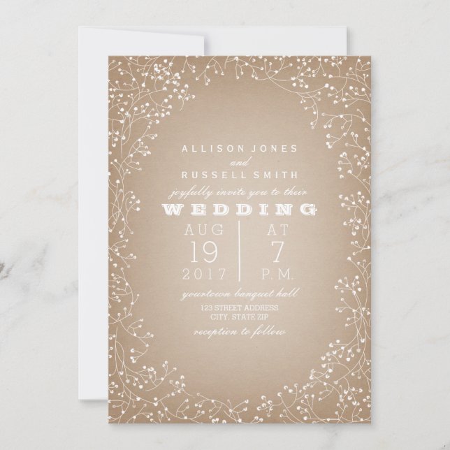 Baby's Breath Border Cardstock Inspired Invitation (Front)