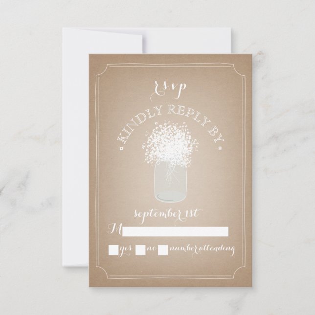 Baby's Breath Cardstock Inspired Mason Jar RSVP (Front)