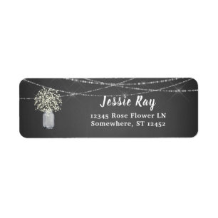 Baby's Breath Chalk Gray & String Light Address