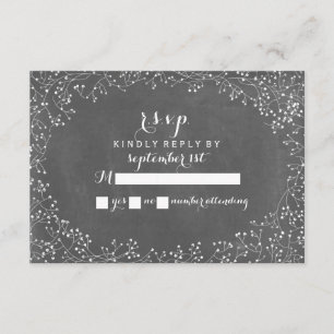 Baby's Breath Chalkboard Inspired RSVP Card