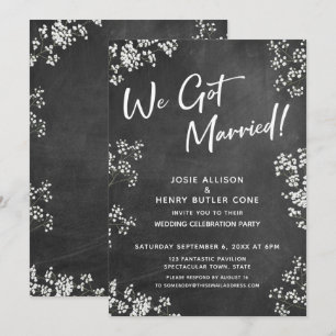 Baby's Breath Chalkboard Modern We Got Married Invitation