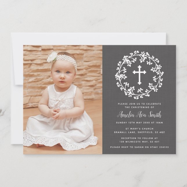 Baby's-breath Christening Invitation (Front)